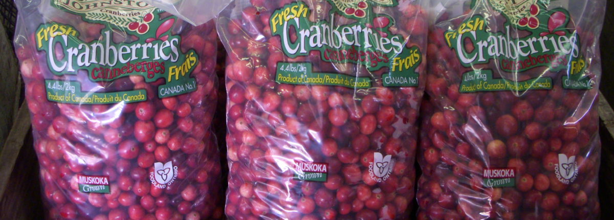 picture of bags of Johnston's cranberries