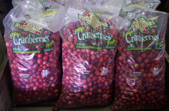 picture of bags of Johnston's cranberries