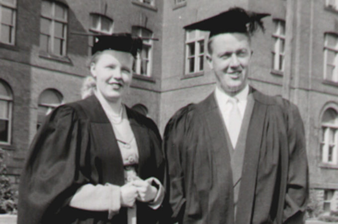 graduation picture of Orv and June Johnston