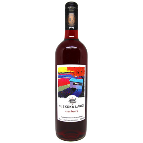 bottle of cranberry wine from muskoka lakes winery