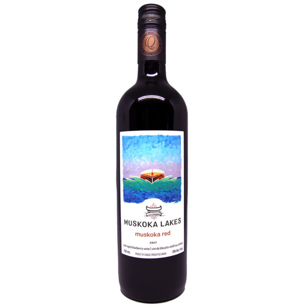 bottle of muskoka red wine from muskoka lakes winery