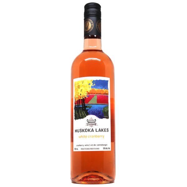 bottle of white cranberry wine from muskoka lakes winery
