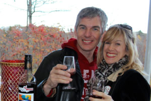 couple tasting muskoka lakes winery cranberry blueberry wine