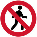 icon of person walking with red crossed through circle