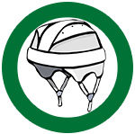 icon of helmet in a green circle