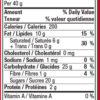 nutrition panel for Johnston's dark chocolate covered dried cranberries