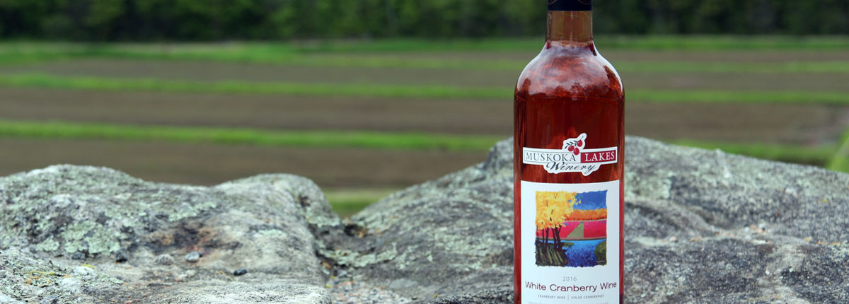 bottle of Muskoka Lakes Winery white cranberry wine
