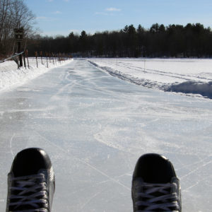 skates on the ice trail at muskoka lakes farm & winery in bala ontario