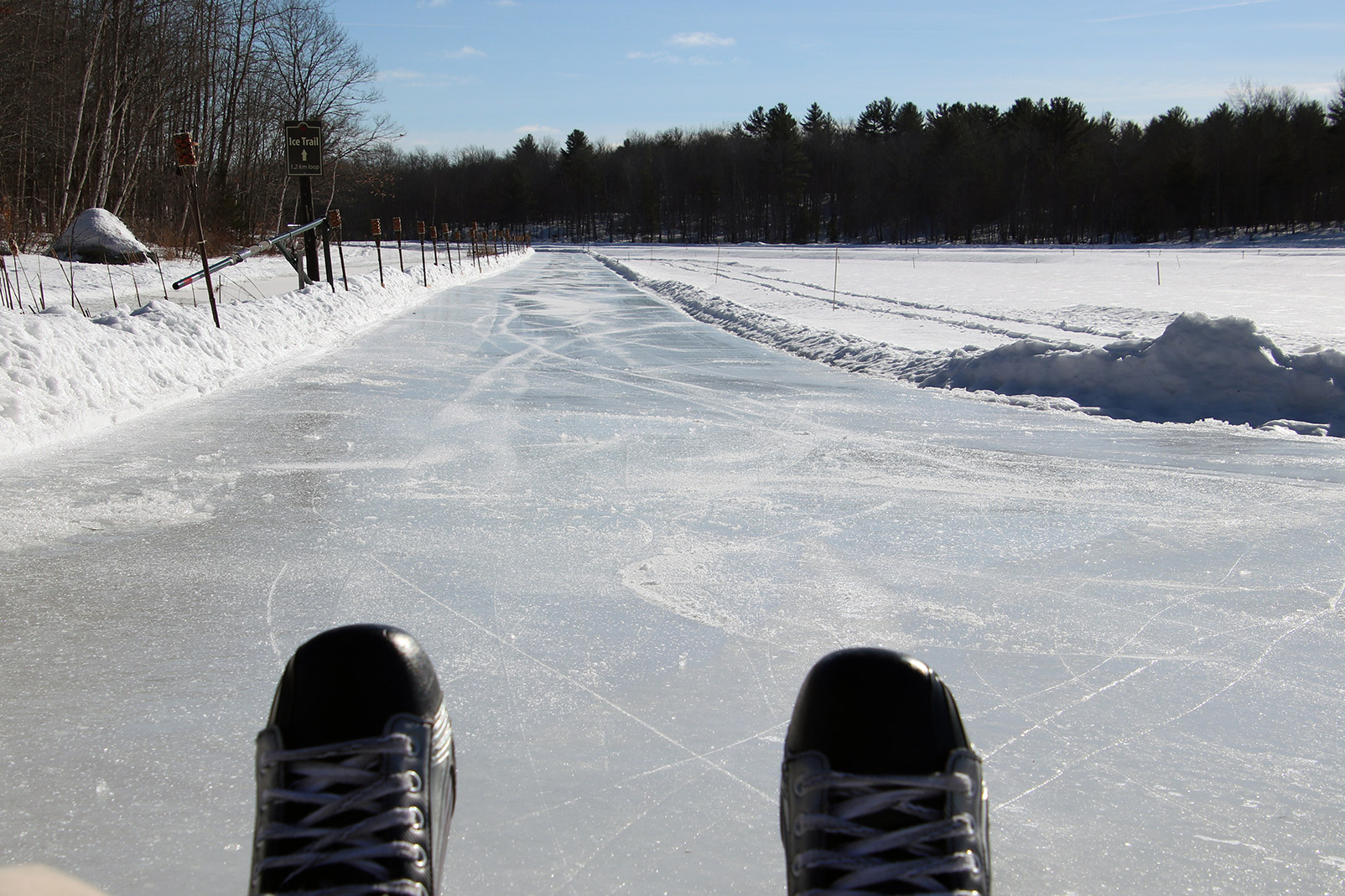 skates on the ice trail at muskoka lakes farm & winery in bala ontario