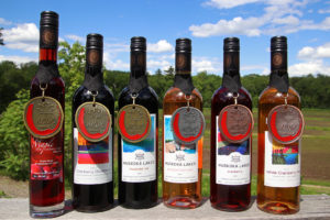 bottles of muskoka lakes wines with medals