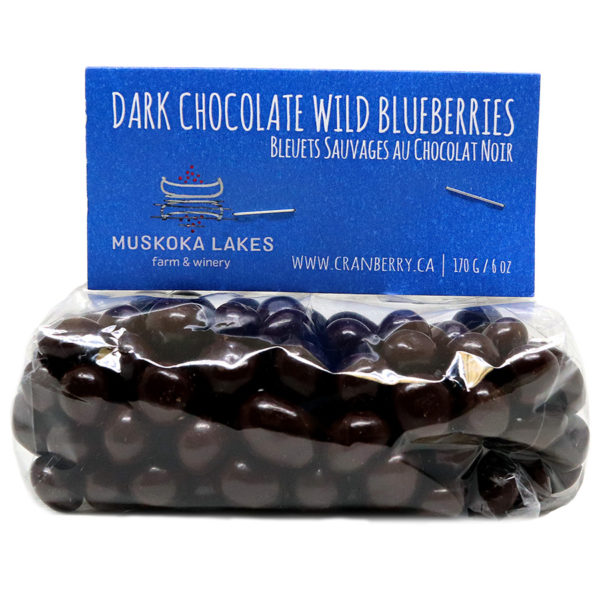 bag of dark chocolate covered wild blueberries