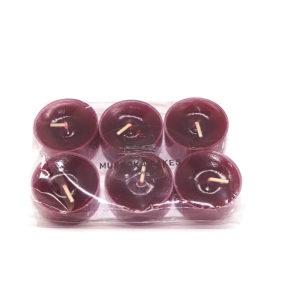 6 cranberry votives in a bag