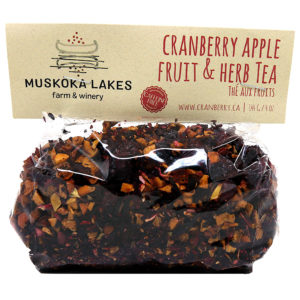 bag of cranberry apple herb tea from muskoka lakes farm and winery