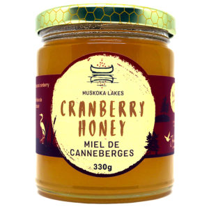 jar of cranberry honey from muskoka lakes farm and winery