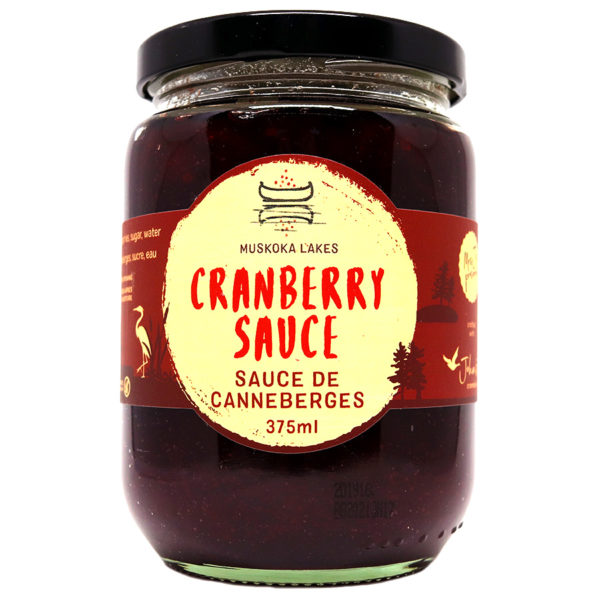 jar of mrs j's cranberry sauce from muskoka lakes farm and winery