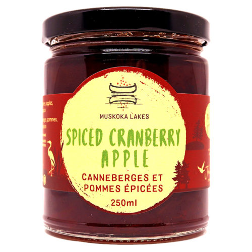 jar of mrs j's spiced cranberry apple preserve from muskoka lakes