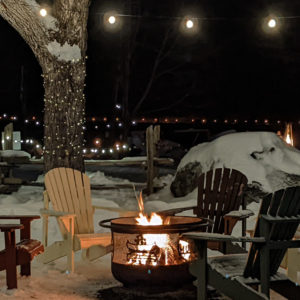 fire pit with muskoka chairs