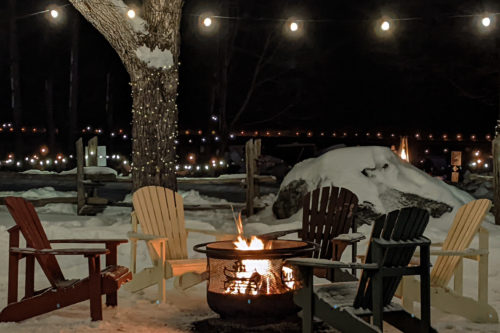 fire pit with muskoka chairs