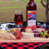 charcuterie spread with cheese, meat, crackers and wine