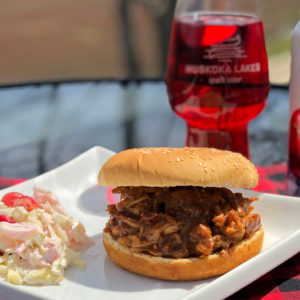 cranberry pulled turkey with coleslaw and cranberry cider