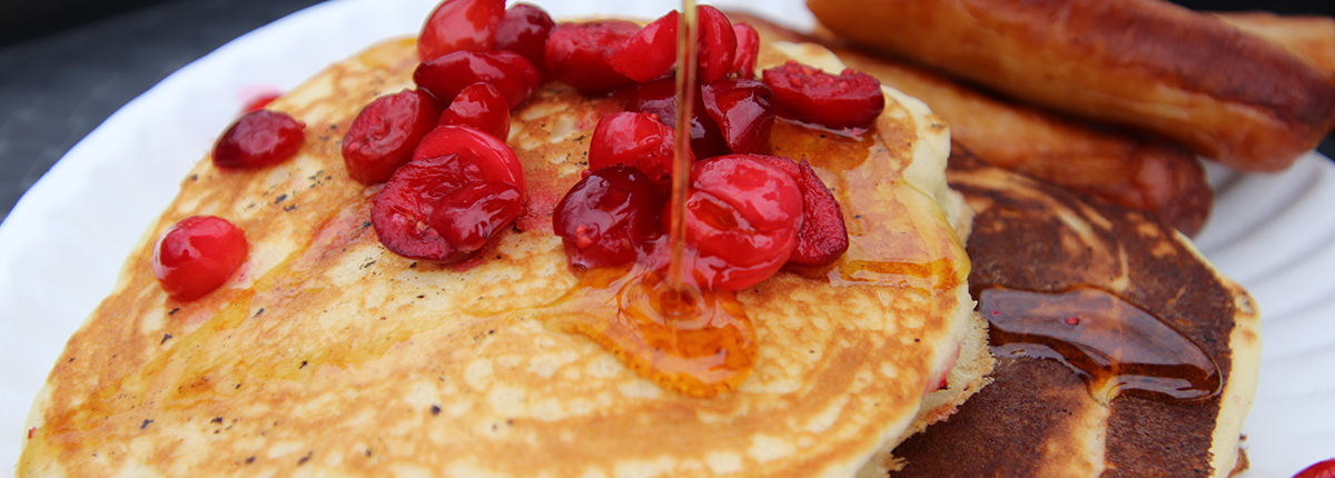 cranberry pancakes with syrup